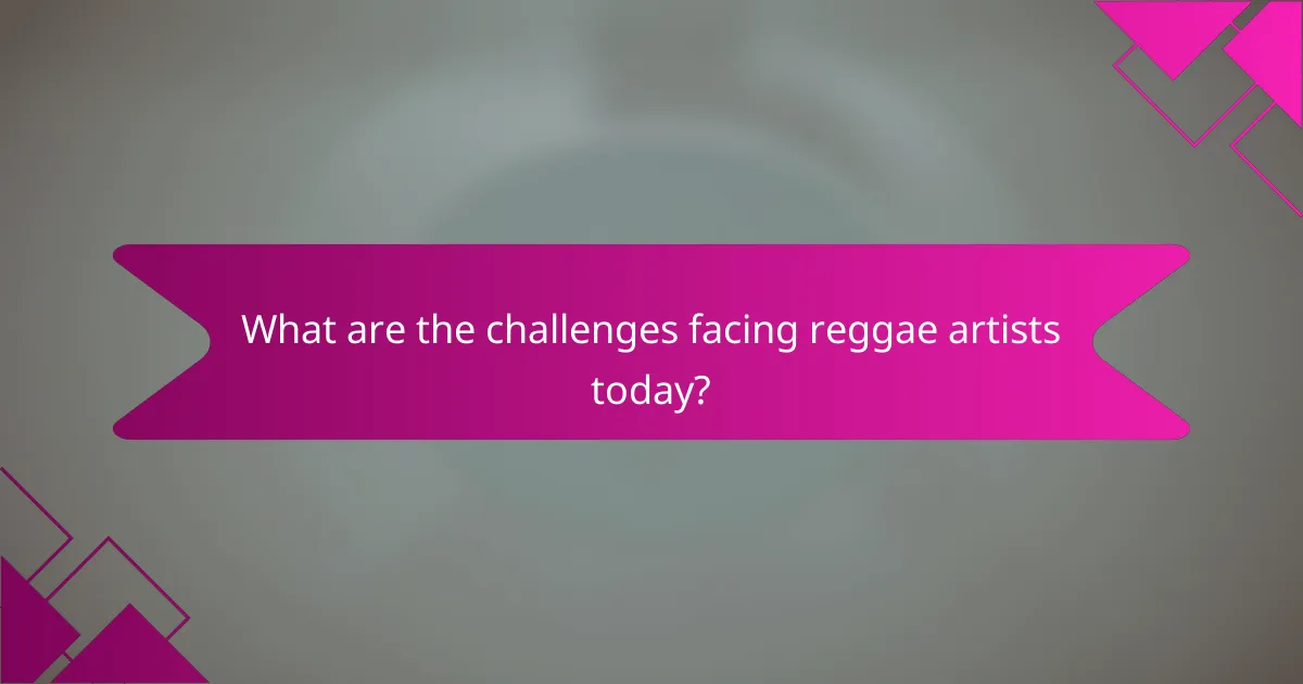 What are the challenges facing reggae artists today?